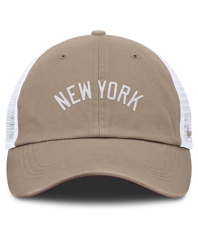 Nike Men's and Women's Khaki/White New York Yankees Club Trucker Adjustable Hat