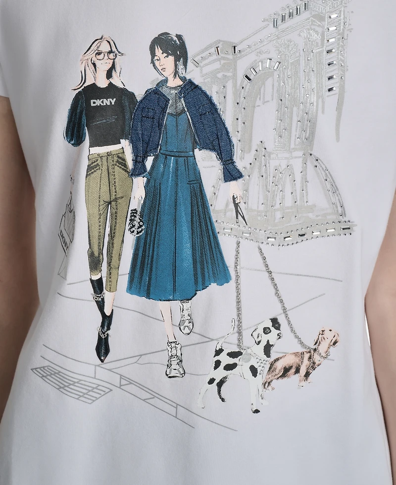 Dkny Women's Met Museum Conversational Crewneck T-Shirt