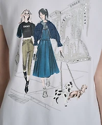 Dkny Women's Met Museum Conversational Crewneck T-Shirt