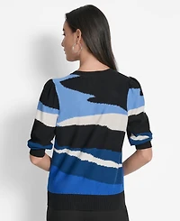 Dkny Women's Cotton Printed Elbow-Sleeve Sweater
