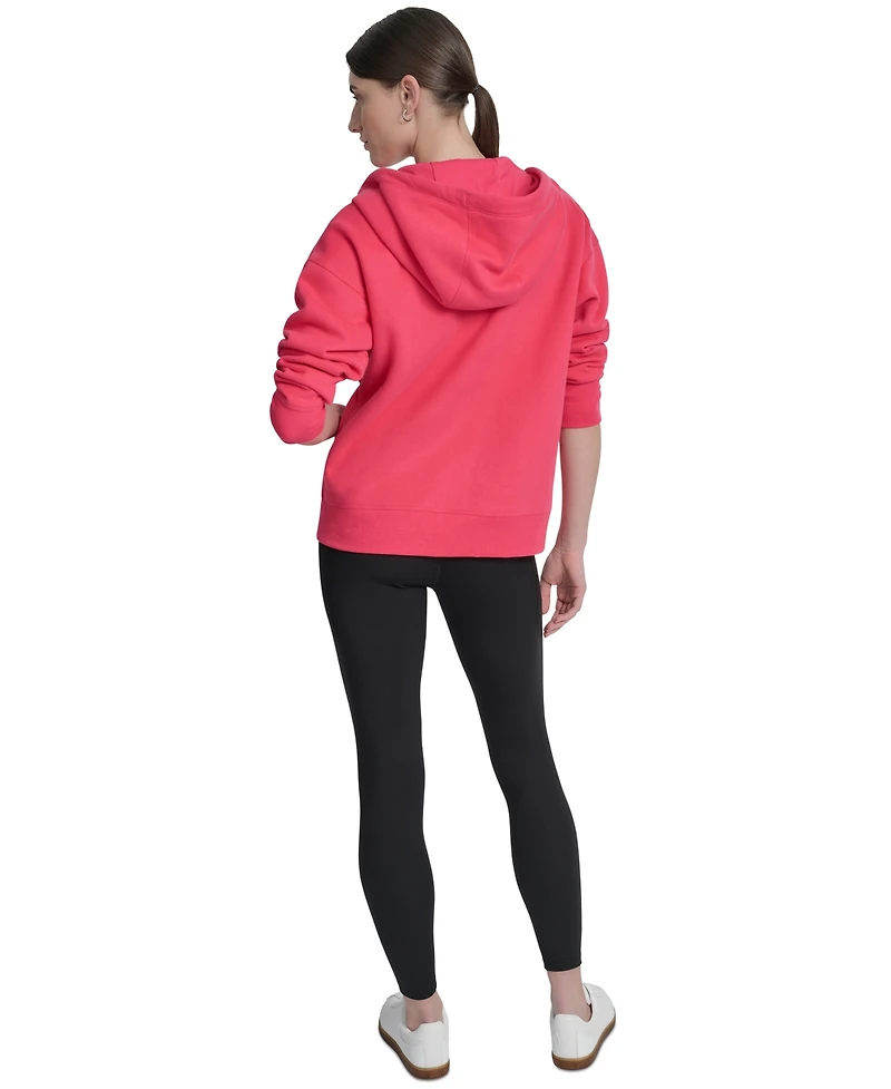 Dkny Sport Women's Studded Mini-Logo Full-Zip Fleece Hoodie