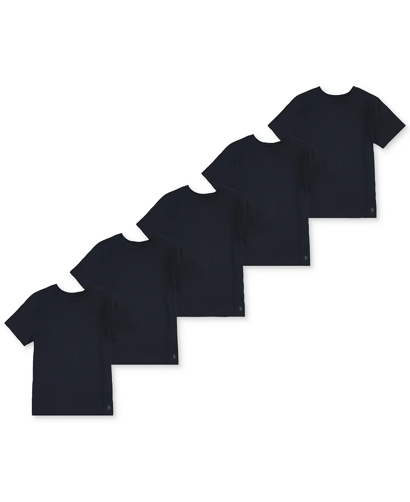 Polo Ralph Lauren Big Boys Crewneck Undershirts, 5 Pack