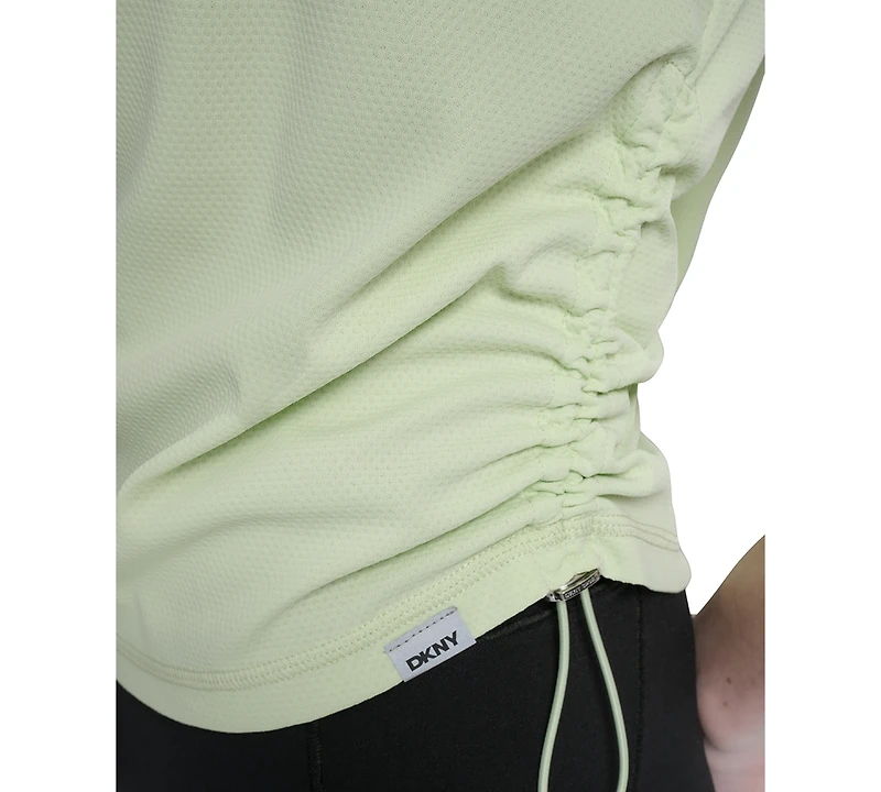 Dkny Sport Women's Crewneck Short-Sleeve Side-Ruched Top