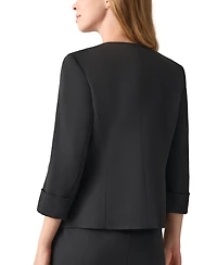 Kasper Women's Stretch Crepe Open-Front Roll-Sleeve Jacket, Regular & Petite