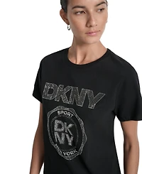 Dkny Sport Women's Medallion Logo Crewneck T-Shirt