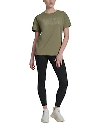 Dkny Sports Women's Rhinestone-Logo Drop-Shoulder T-Shirt