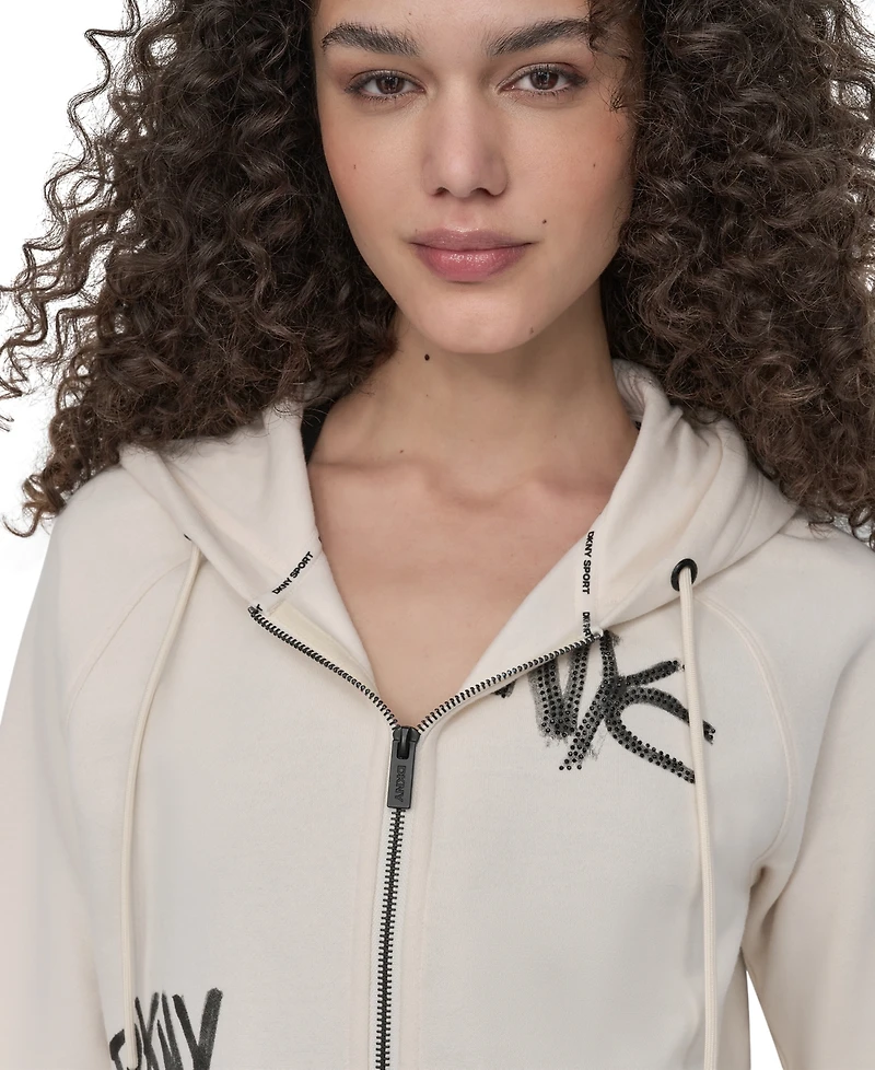 Dkny Sport Women's Graffiti Logo Full-Zip Hoodie