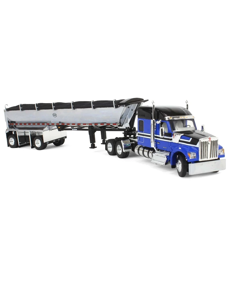 1/64 Blue & Black Kenworth W990 with Chrome Mac End Dump Trailer, Dcp