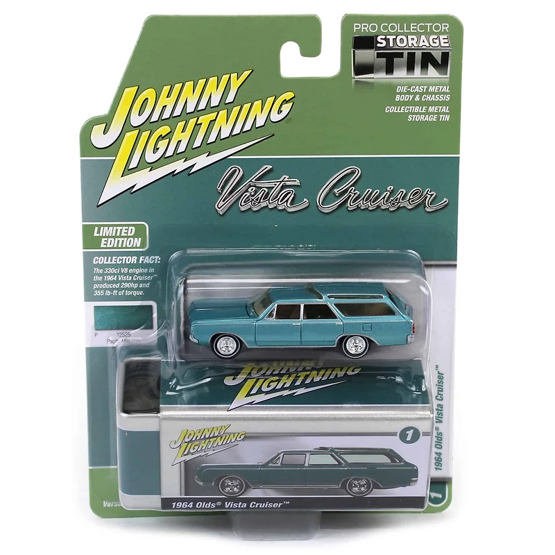 1/64 1964 Oldsmobile Vista Cruiser Mist Johnny Lightning Storage Tin