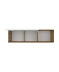 Somerset Wall Cabinet, 1 Door, 3 Shelves, Natural Oak / White