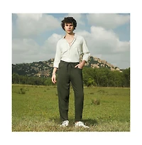 Campus Sutra Men's Sacramento Green Tapered Tailored Trousers