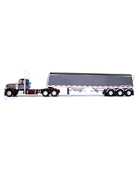 First Gear Dcp 1/64 Burgundy & Gray Peterbilt 379 Day Cab with Lode King Grain Hopper Trailer 60-1967
