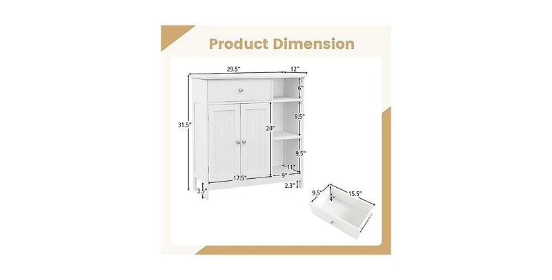 Freestanding Kitchen Cupboard Storage Organizer with 1 Large Drawer