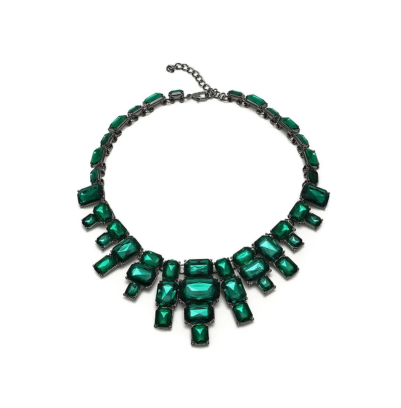 Sohi Women's Green Maxi Stone Statement Necklace