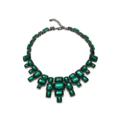 Sohi Women's Green Maxi Stone Statement Necklace