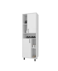Buckshot Kitchen Pantry with Open Storage and 2 Doors, White