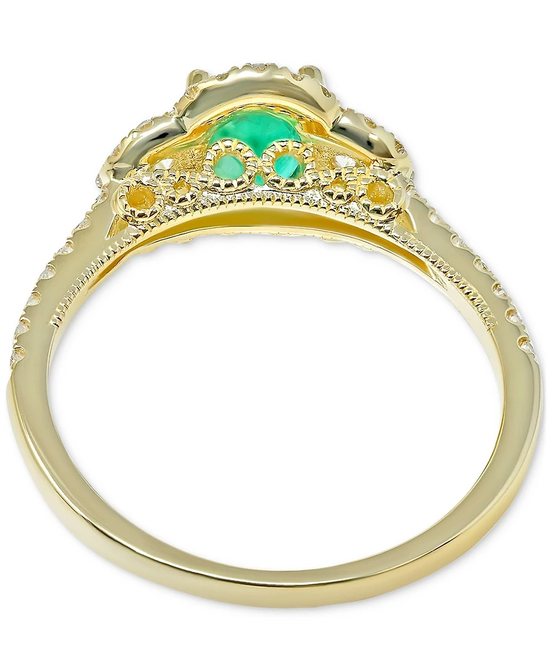 Emerald (3/4 ct. t.w.) & Diamond (3/8 ct. t.w.) Oval Ring in 14k Gold