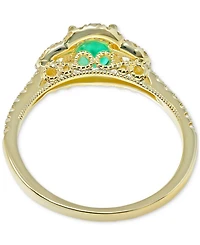 Emerald (3/4 ct. t.w.) & Diamond (3/8 ct. t.w.) Oval Ring in 14k Gold