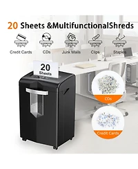 Bonsaii Heavy Duty Paper Shredder, 20 Sheet 40 Mins Large Office Crosscut Shredder for Commercial Use, Anti-Jam System & P-4 High Security Supports Cd