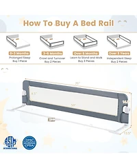 Slickblue Kids Swing-Down Foldable Bed Rail Guard with Safety Strap Adjustable