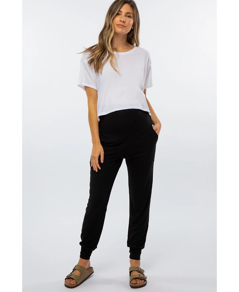 Pinkblush Maternity Navy Blue Band Jogger Pants