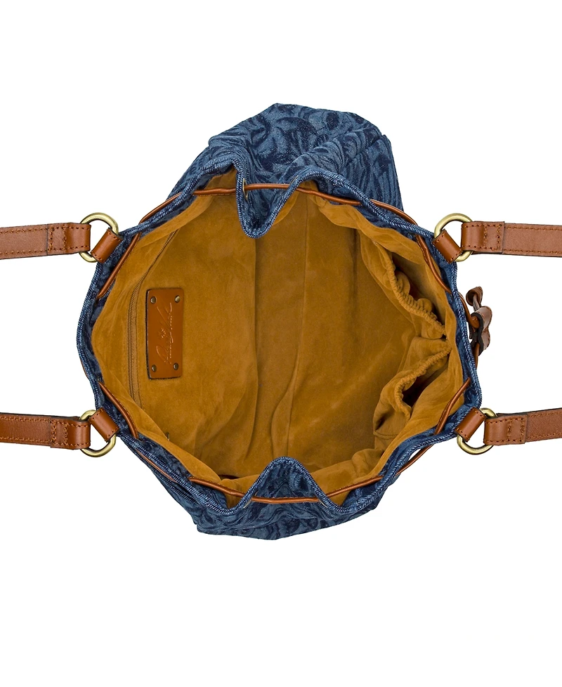 Patricia Nash Mouliana Small Denim Drawstring Satchel