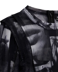 Guess Big Girls Printed Mesh Long Sleeve Dress with Inner Tank