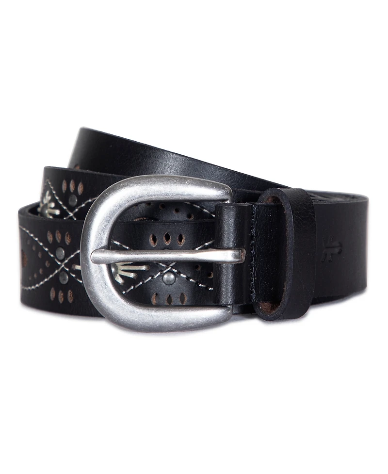 Frye Women's Embroidery Perf Rivets Belt