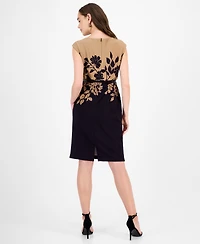 Connected Women's Ottoman Floral Placed Print Belted Dress