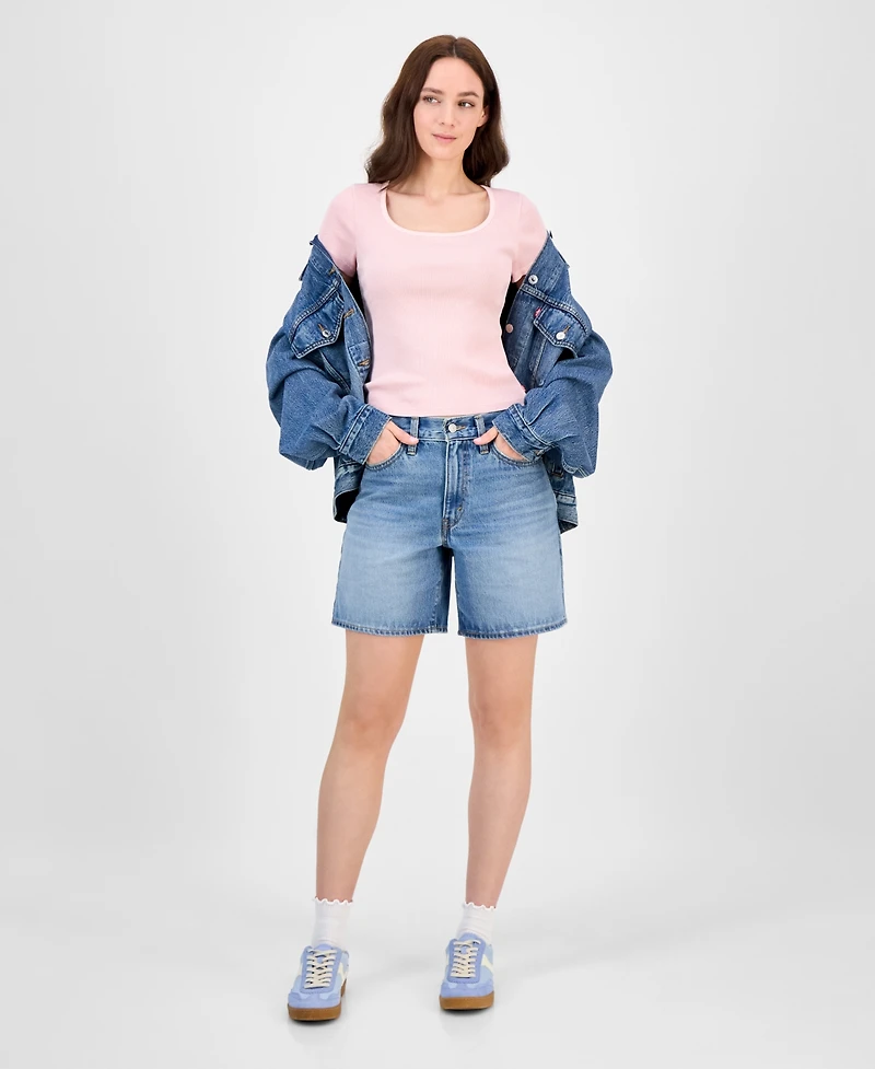 Levi's Women's Cotton Rib-Knit Square-Neck Tee