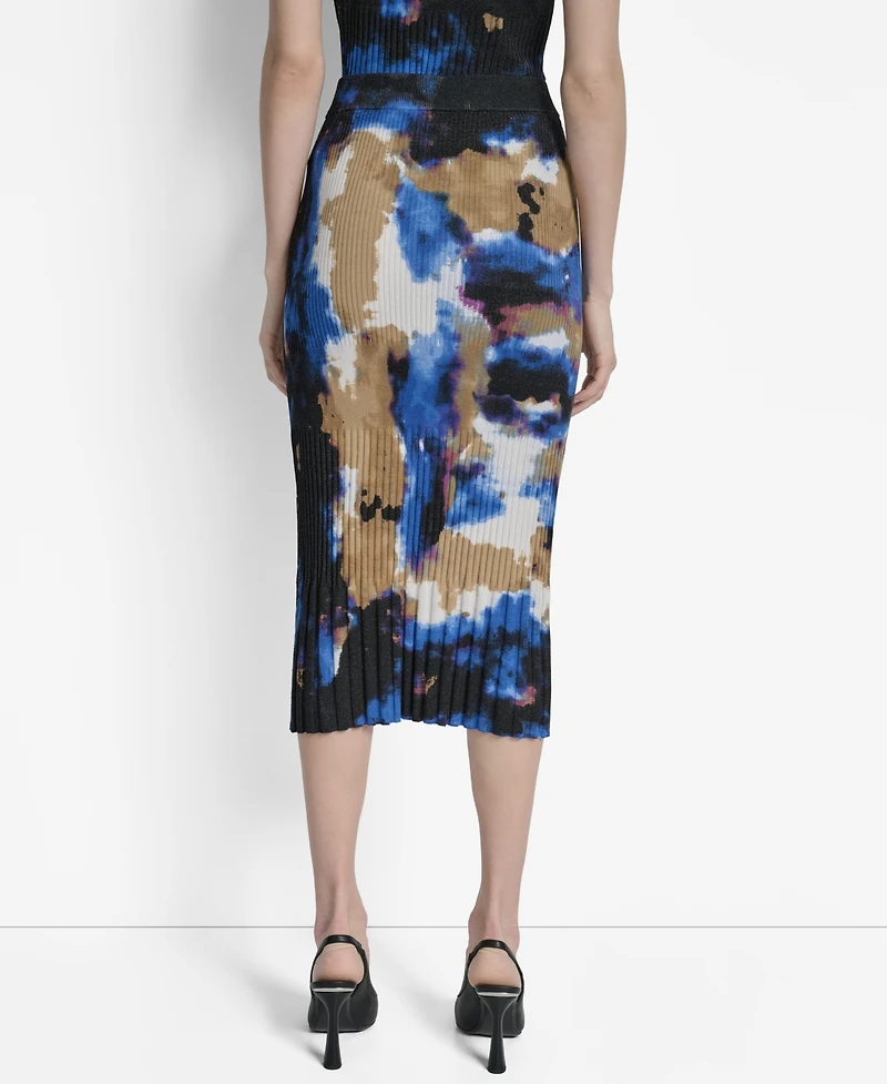Dkny Women's Printed Rib-Knit Midi Skirt