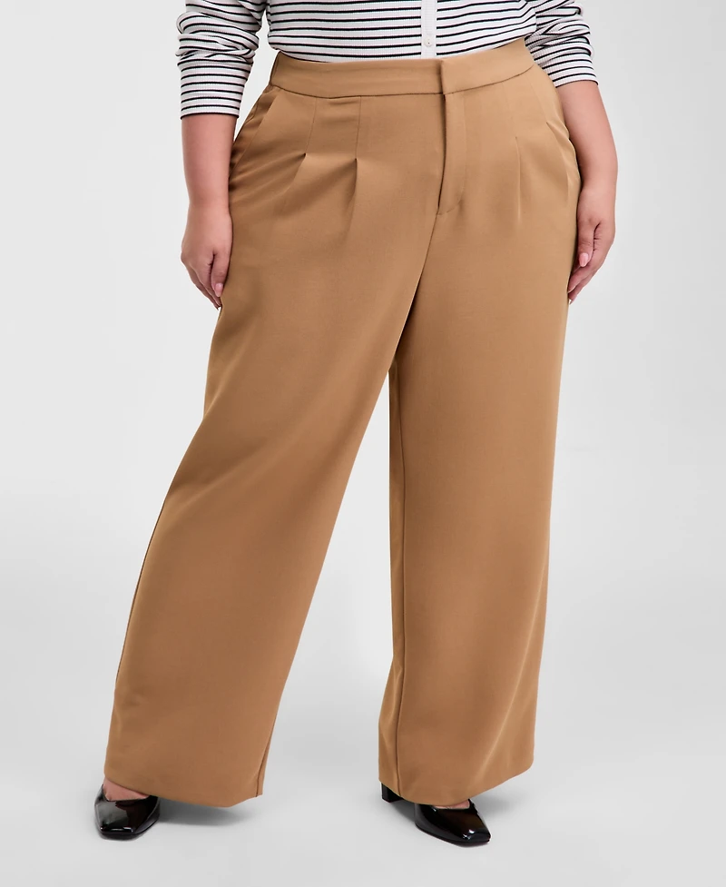 On 34th Trendy Plus Pleat-Front Wide-Leg Pants, Macy's Exclusive