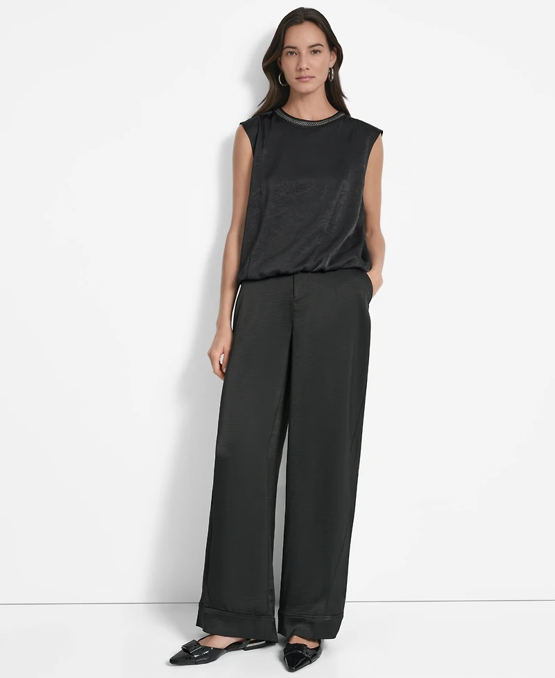 Dkny Women's Crinkle-Texture Chain-Neck Top