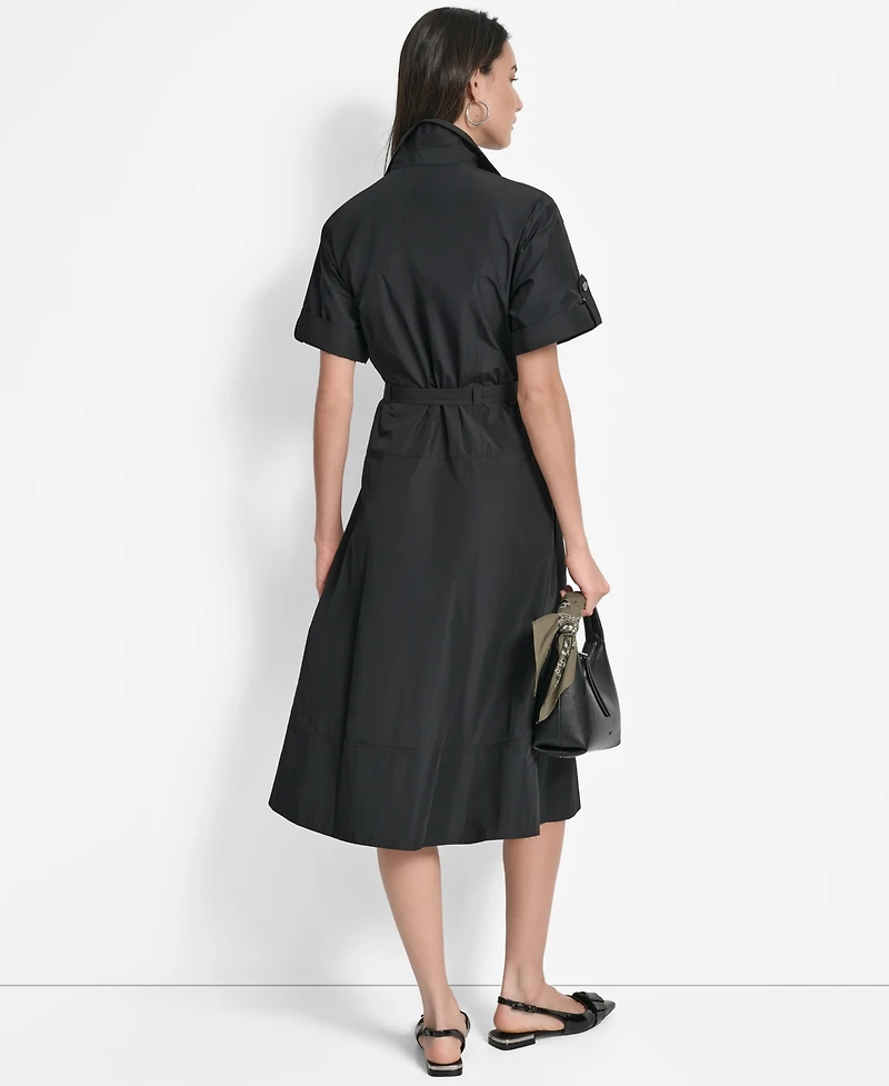 Dkny Women's Zip-Front Belted Commuter Dress