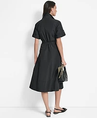 Dkny Women's Zip-Front Belted Commuter Dress
