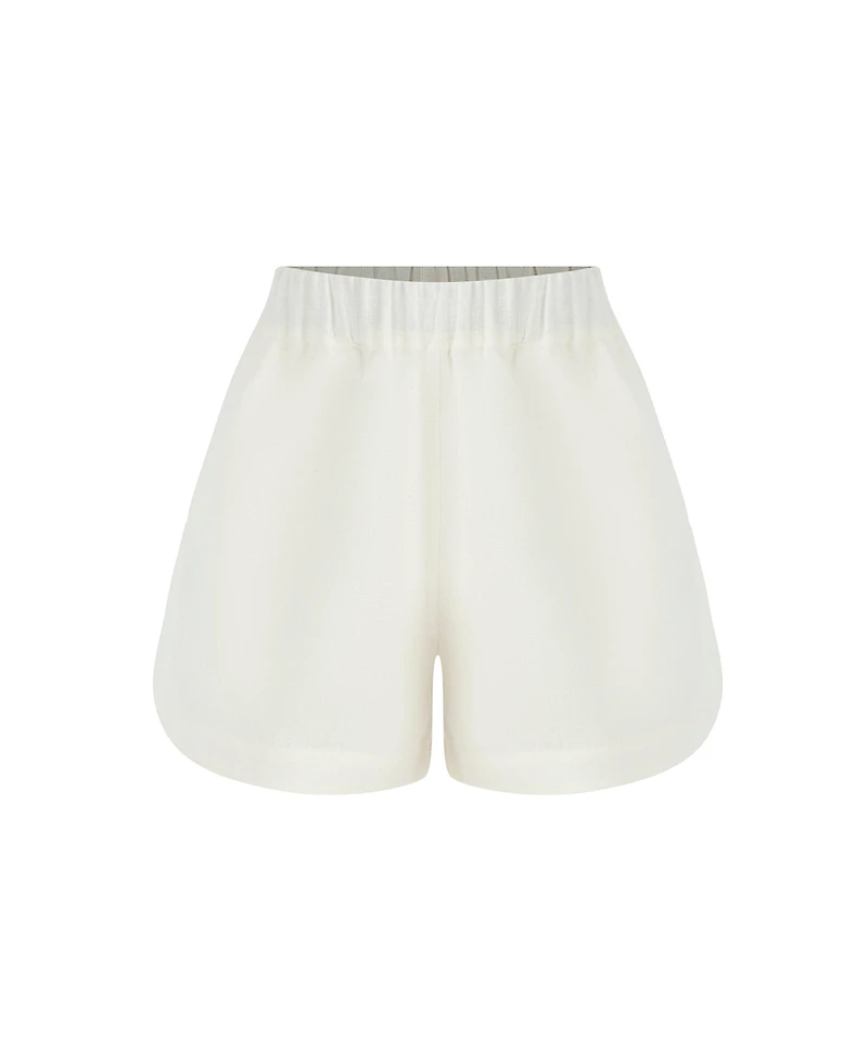 Labeca London Us Women's Capri Ecru Linen Shorts - s / ecru