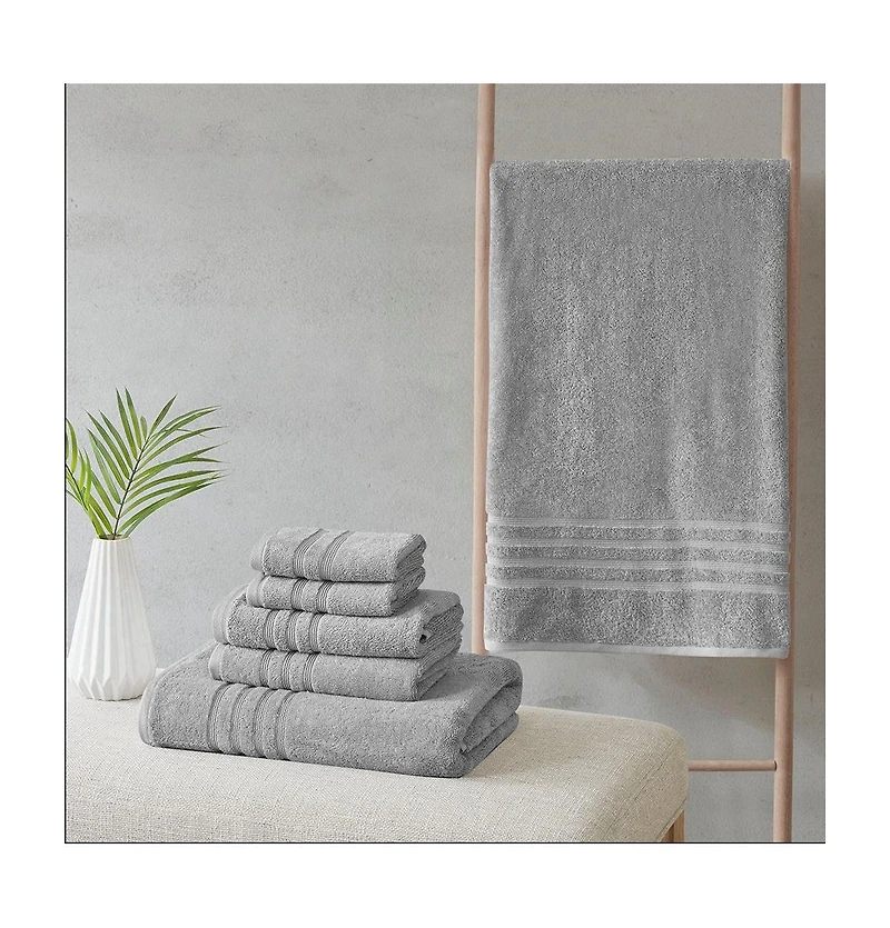 Home Outfitters 67% Cotton 33% Polyester Sustainable Blend 6PC Bath Towel Set , Absorbent, Bathroom Spa Towel, Casual