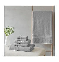Home Outfitters 67% Cotton 33% Polyester Sustainable Blend 6PC Bath Towel Set , Absorbent, Bathroom Spa Towel, Casual