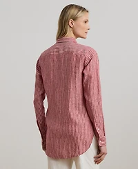 Lauren Ralph Petite Relaxed-Fit Striped Linen Shirt