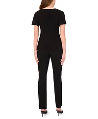 Msk Women's V-Neck Short-Sleeve Top