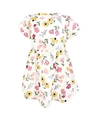 Hudson Baby Girls Cotton Dress and Cardigan Set, Soft Painted Floral