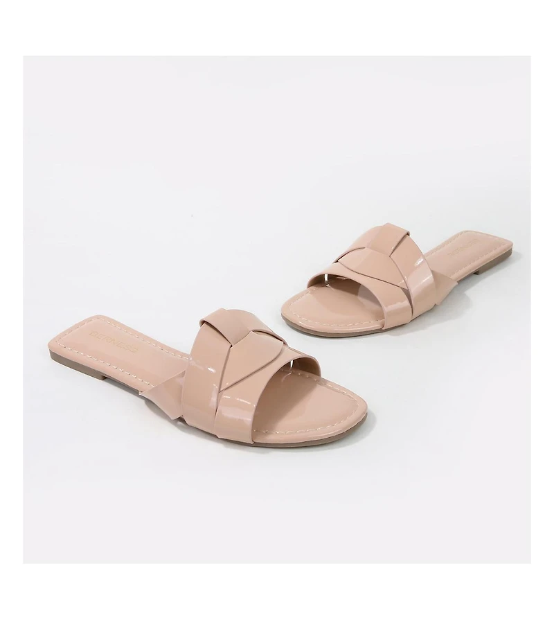 Topaz Patent Woven Slides