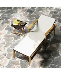 Gymax Outdoor Chaise Lounge Chair w/ Armrests & 4-Level Backrest Adjustment
