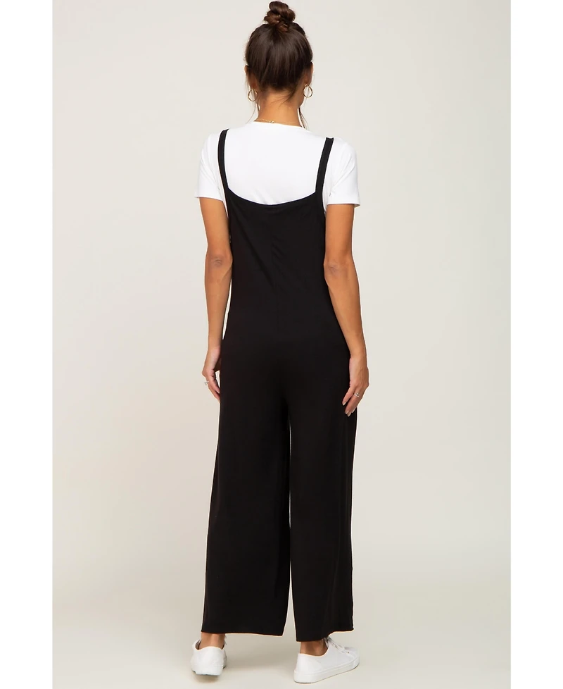 Pinkblush Maternity Black Sleeveless Pocketed Wide Leg Jumpsuit