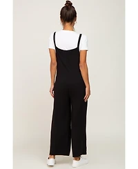 Pinkblush Maternity Black Sleeveless Pocketed Wide Leg Jumpsuit