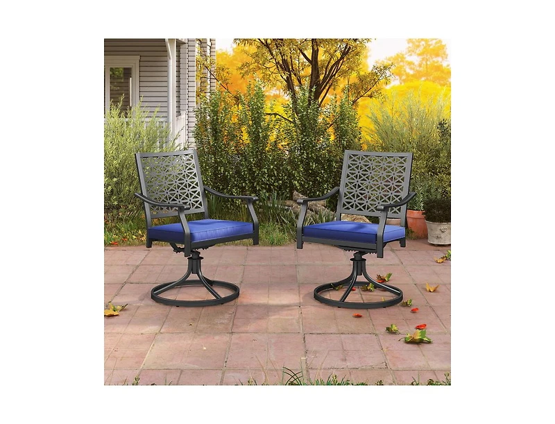 2 Pieces Outdoor Swivel Chairs Patio Dining with Padded Cushions
