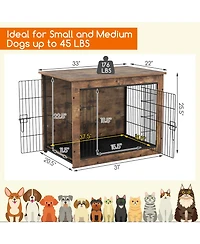 Dog Crate Furniture with Cushion Double Doors