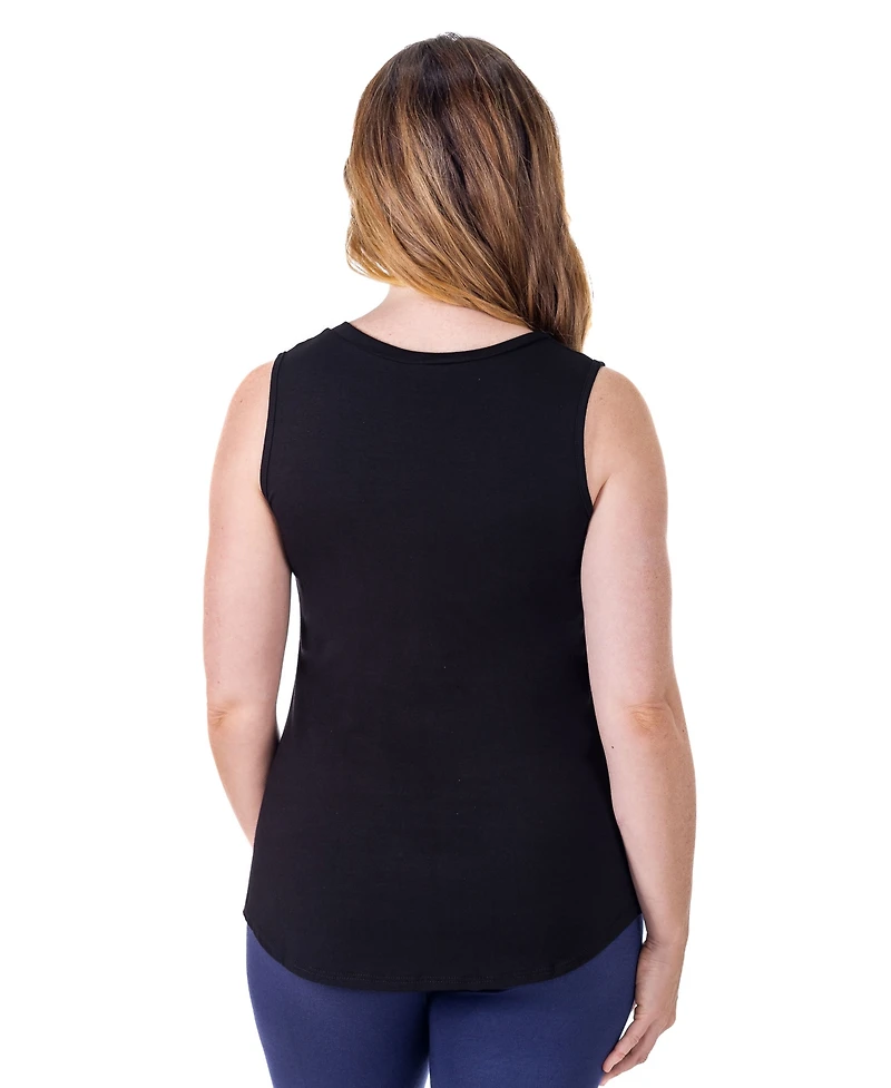 24seven Comfort Apparel Petite V-Neck Tunic Tank Top with Round Hemline
