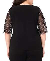 Msk Plus Size Short-Sleeve V-Neck Top