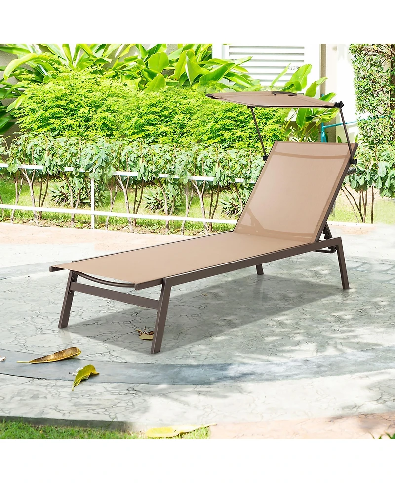Gymax 6-Position Recliner Lounge Outdoor Adjustable Reclining Chair Poolside